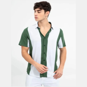 White-Green Printed Shirt